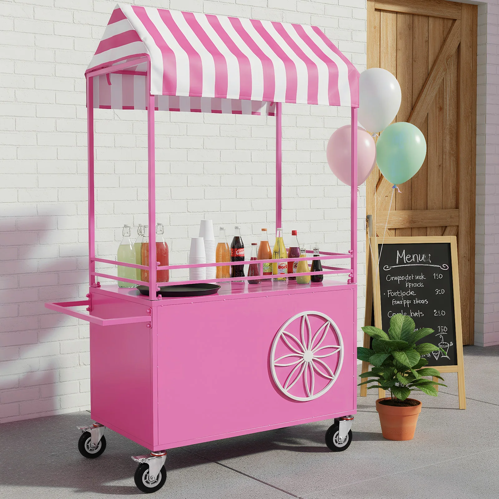 Mobile Food Display Stand with Lockable Wheels Portable Food Display Stand with Canopy for Birthdays Weddings Streets Events
Mobile Food Display Stand with Lockable Wheels Portable Food Display Stand with Canopy for Birthdays Weddings Streets Events