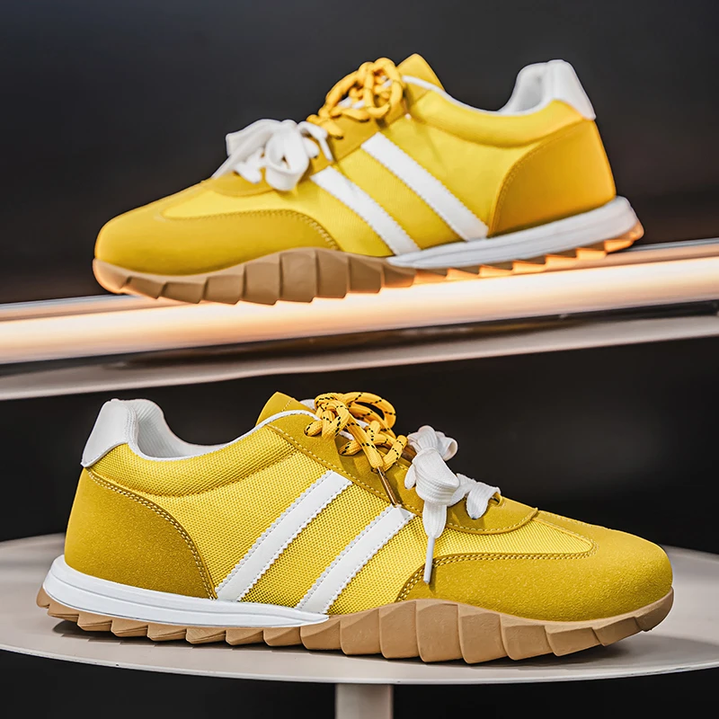 Осенние трендовые желтые кроссовки, мужские кроссовки на плоской подошве со шнуровкой, немецкая тренировочная обувь, мужские повседневные кроссовки, удобная универсальная мужская дизайнерская обувь
Осенние трендовые желтые кроссовки, мужские кроссовки на плоской подошве со шнуровкой, немецкая тренировочная обувь, мужские повседневные кроссовки, удобная универсальная мужская дизайнерская обувь