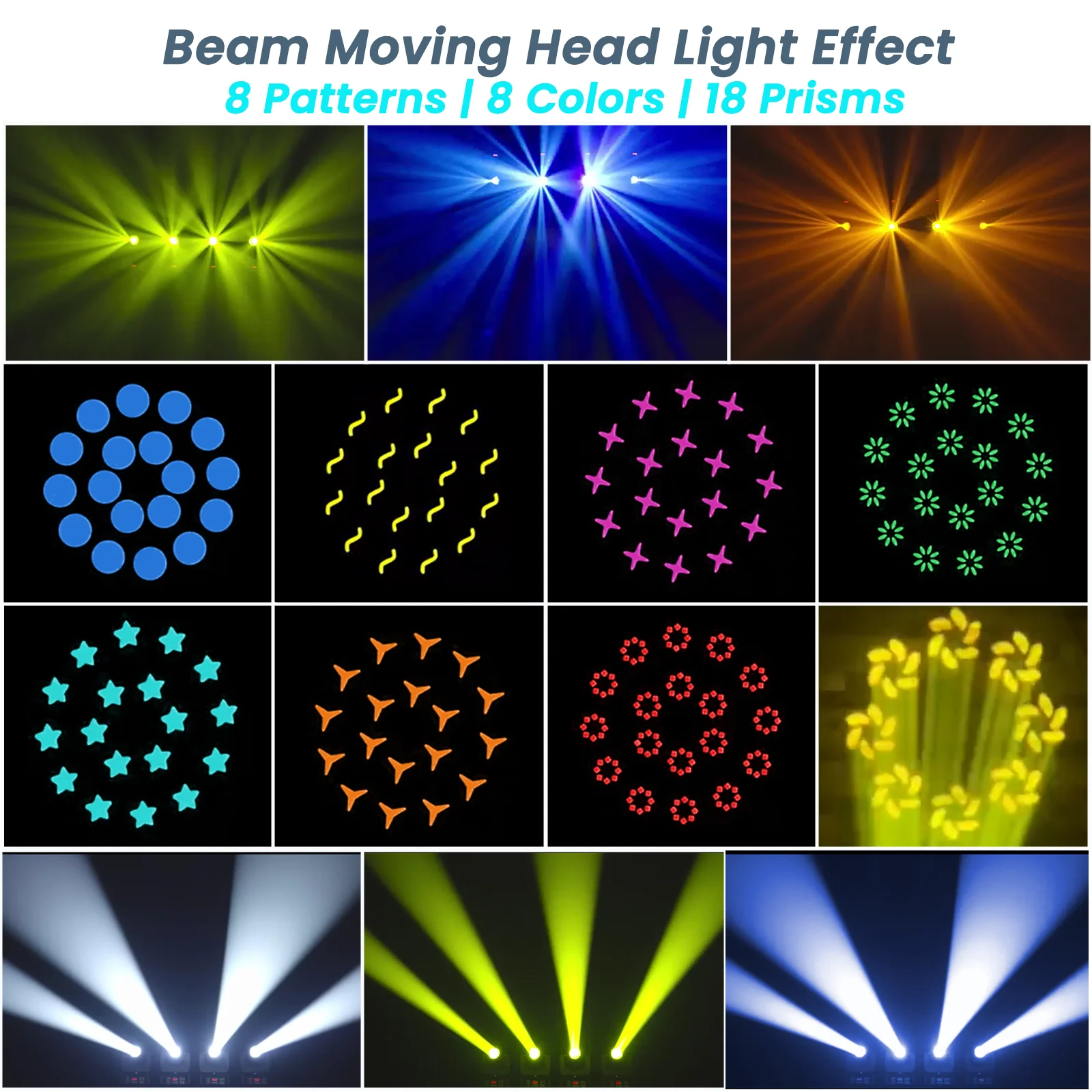 100W Bulb Beam Spot Moving Head Light 18 Rotating Prisms 8 Colors 8 Patterns DMX512 For DJ Disco Bar Party Wedding
100W Bulb Beam Spot Moving Head Light 18 Rotating Prisms 8 Colors 8 Patterns DMX512 For DJ Disco Bar Party Wedding