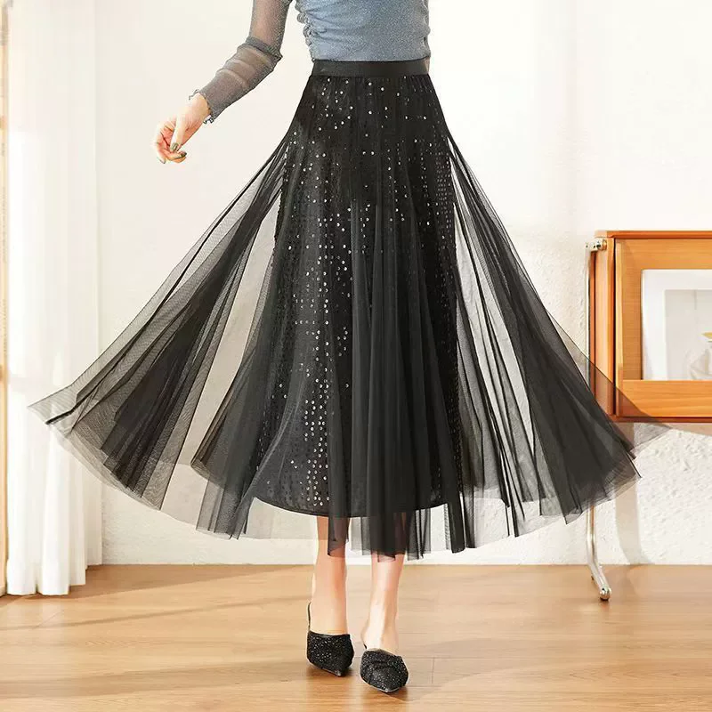Fashion Sequins Tulle Skirts Womens 2026 Summer White Elastic High Waist Mesh Skirts Long Pleated Tutu Skirt Female Jupe Longue
Fashion Sequins Tulle Skirts Womens 2026 Summer White Elastic High Waist Mesh Skirts Long Pleated Tutu Skirt Female Jupe Longue