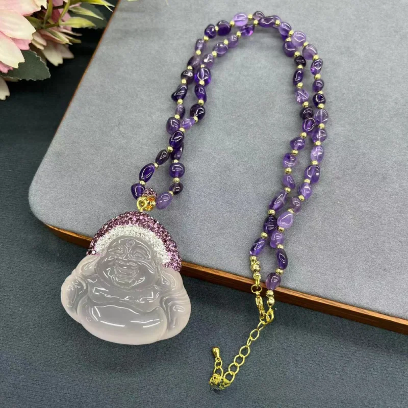 New Maitreya Buddha Pendant Necklace, Buddhist Amethyst Chain, Simple And Beautiful Women'S Sweater Chain Accessories
New Maitreya Buddha Pendant Necklace, Buddhist Amethyst Chain, Simple And Beautiful Women'S Sweater Chain Accessories