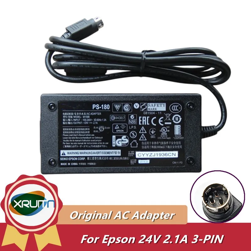 Оригинальное зарядное устройство с импульсным адаптером для принтера Epson TM, PS-180 HH159B M159A M159D M159B, 3 контакта, 50,4 Вт, 24 В, а
Оригинальное зарядное устройство с импульсным адаптером для принтера Epson TM, PS-180 HH159B M159A M159D M159B, 3 контакта, 50,4 Вт, 24 В, а