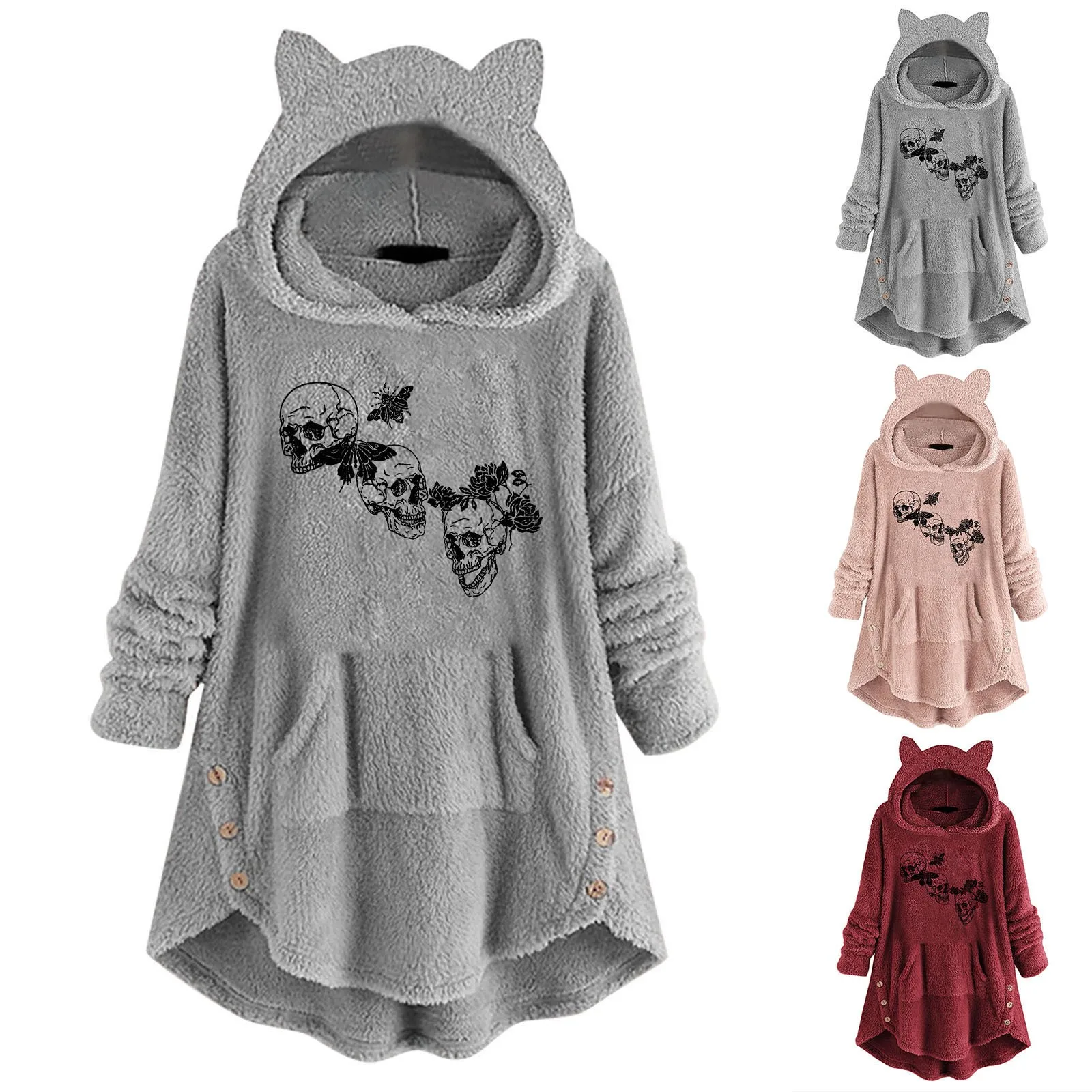 Women's Halloween Fleece Hooded Top Long Sleeve Cute Print Loose Pocket Casual Sweatshirt Chaqueta Mujer Female Jackets
Women's Halloween Fleece Hooded Top Long Sleeve Cute Print Loose Pocket Casual Sweatshirt Chaqueta Mujer Female Jackets