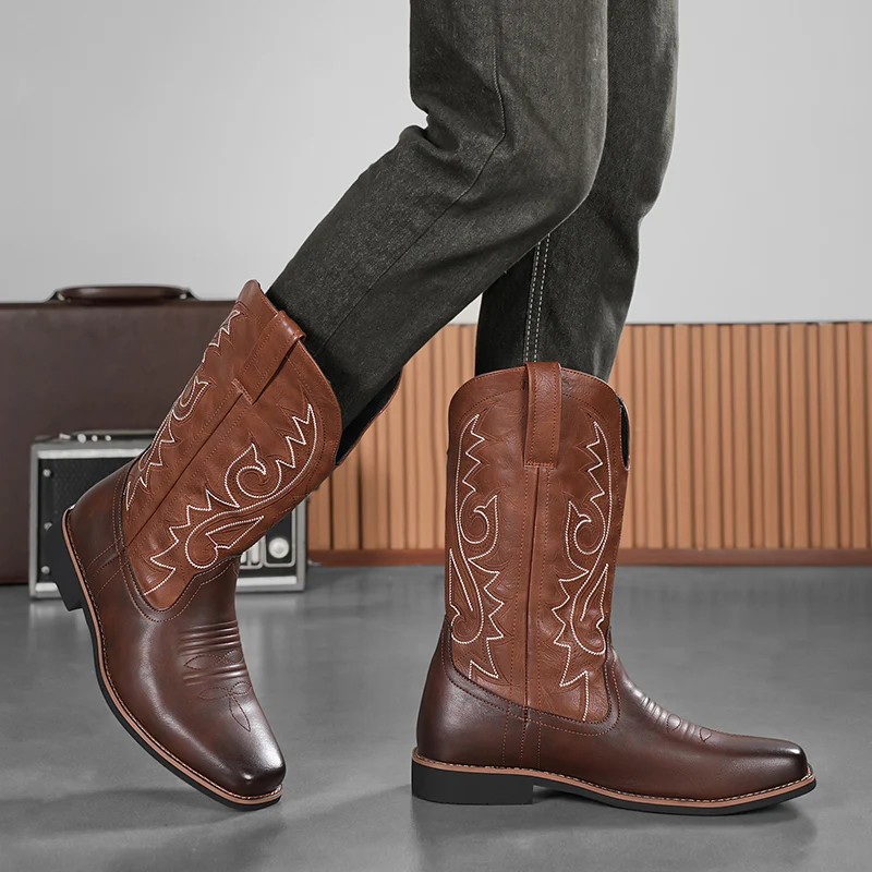 Men's Creative Pattern Embroidery Retro Lace Up Boots Wide Toe Men's Denim Boots High Top Riding Boots Oversized
Men's Creative Pattern Embroidery Retro Lace Up Boots Wide Toe Men's Denim Boots High Top Riding Boots Oversized