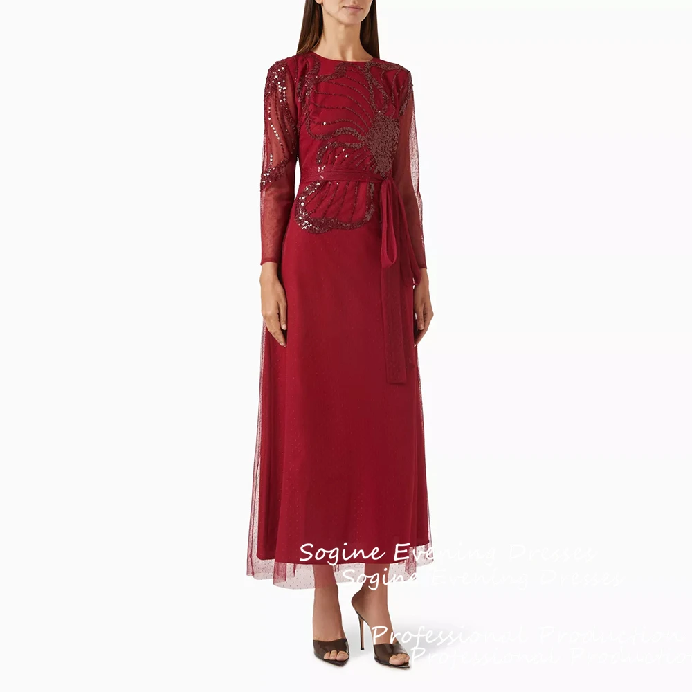 Sequin-Embellished Dress In Tulle O-Neck Ankle-Length فساتين سهرة Full Sleeve Prom Dresses Formal Party Gowns Robes De Soirée
Sequin-Embellished Dress In Tulle O-Neck Ankle-Length فساتين سهرة Full Sleeve Prom Dresses Formal Party Gowns Robes De Soirée