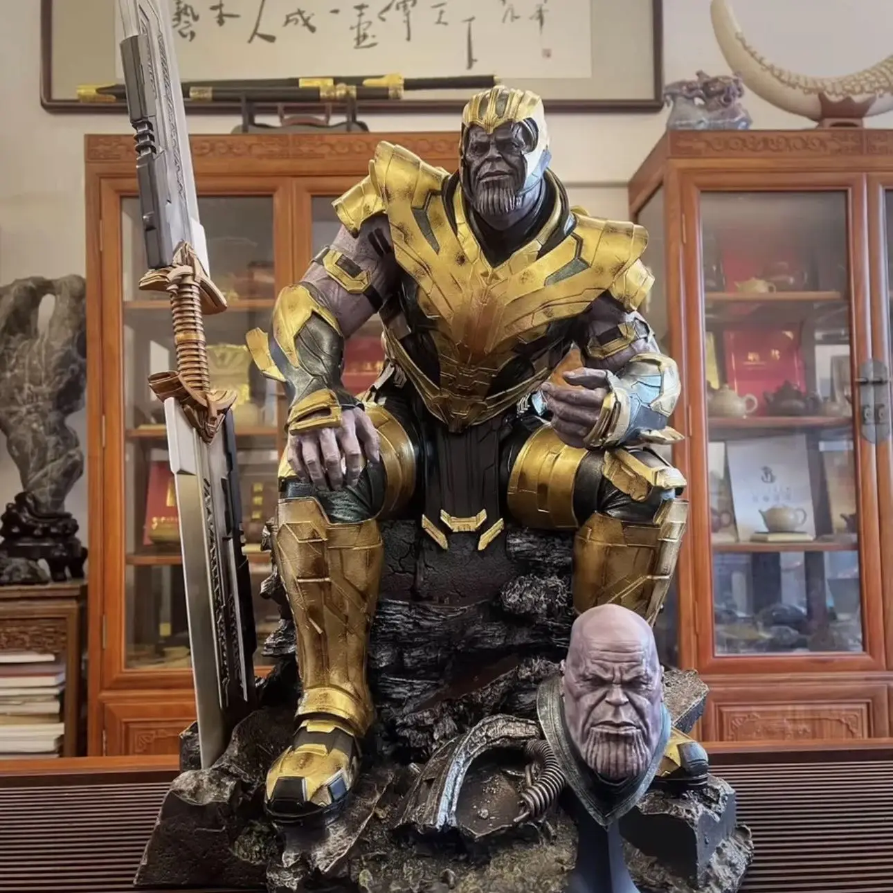 Marvel Thanos Sitting Resin Action Figure Large Size with Replacement Head Carving Statues Collectible Gift Toy for Boys
Marvel Thanos Sitting Resin Action Figure Large Size with Replacement Head Carving Statues Collectible Gift Toy for Boys