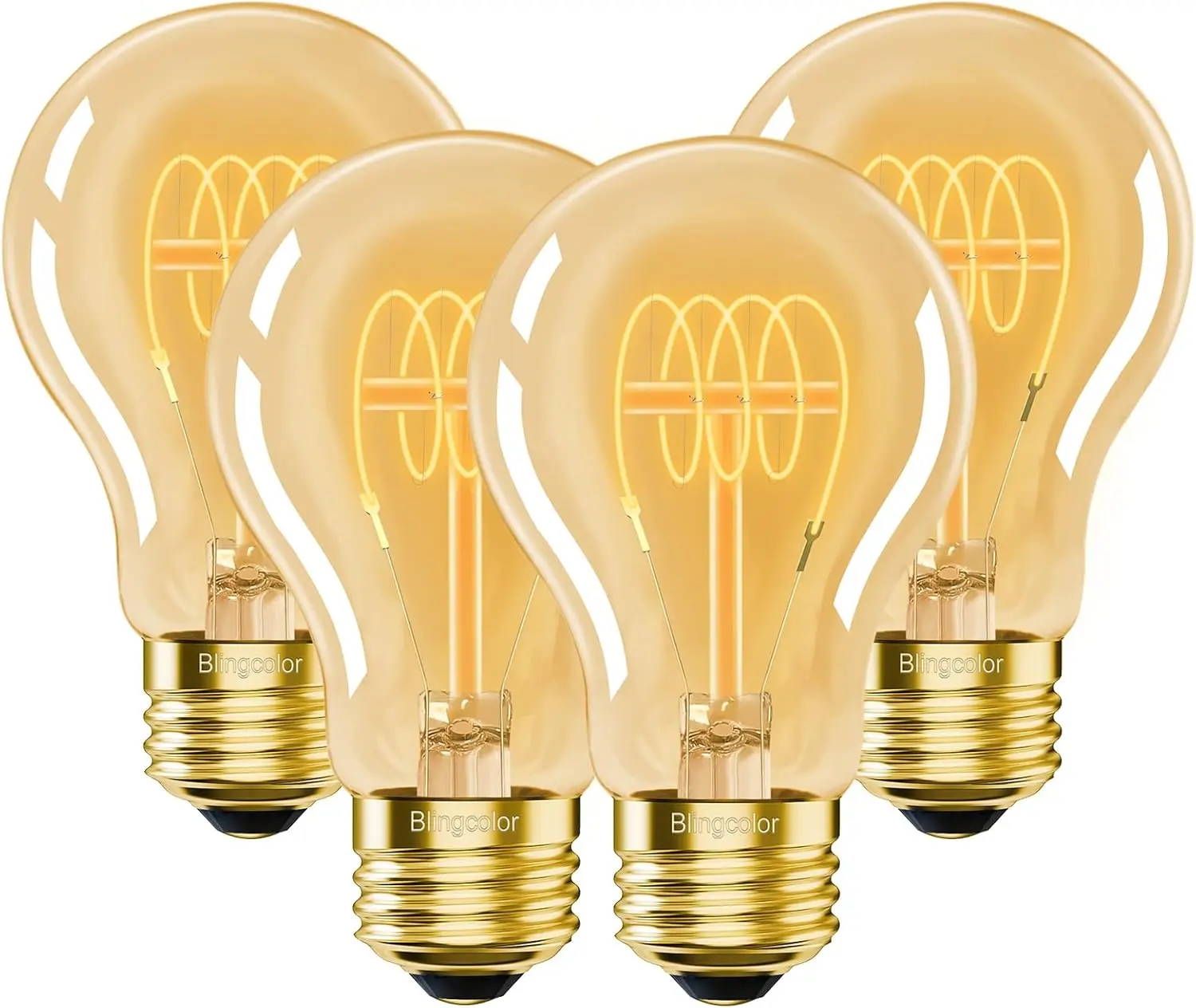 Vintage A19 LED Edison Bulbs 40W Equivalent, Dimmable 4W 2200K Amber, E26 Base, 4-Pack
Vintage A19 LED Edison Bulbs 40W Equivalent, Dimmable 4W 2200K Amber, E26 Base, 4-Pack