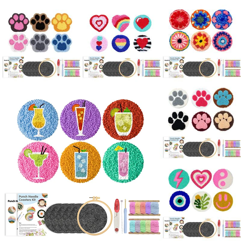Punch Needle Coaster Kit,Easy DIY Embroidery Set for Beginners Adults Gift Fruit Juice Patterns, Tools, Yarns, Hoop, Instruction
Punch Needle Coaster Kit,Easy DIY Embroidery Set for Beginners Adults Gift Fruit Juice Patterns, Tools, Yarns, Hoop, Instruction