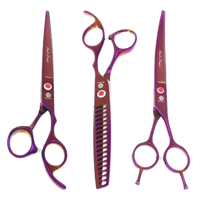 Purple Dragon 7 inch Dog Cat Grooming Hair Scissors Pet Hair Trimmer Japan Steel Curved Cutting Animal Thinning Shears B0022B
Purple Dragon 7 inch Dog Cat Grooming Hair Scissors Pet Hair Trimmer Japan Steel Curved Cutting Animal Thinning Shears B0022B