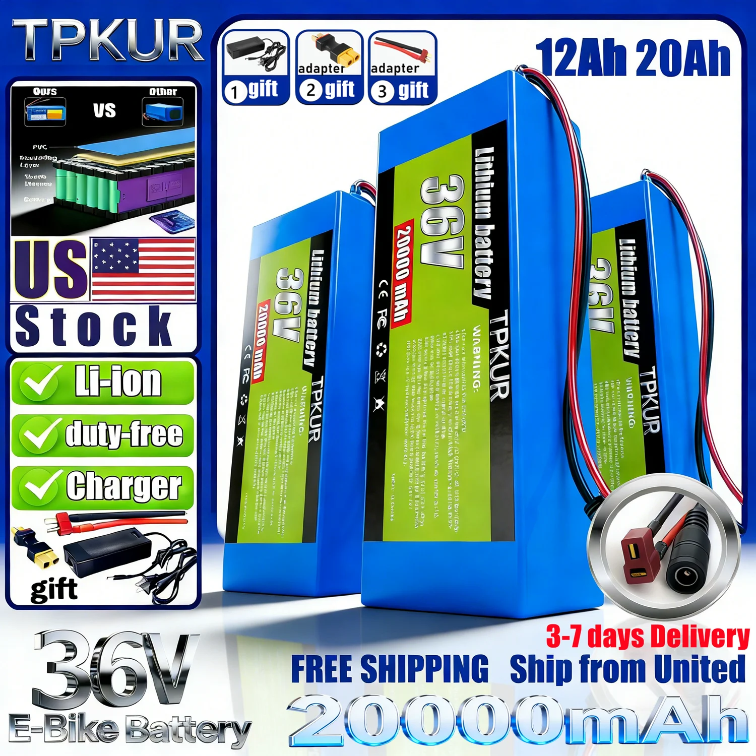 36V 10S 3P 18650 battery pack suitable for 100-1000W scooters and motorized commuting tools, with built-in BMS + quick charger
36V 10S 3P 18650 battery pack suitable for 100-1000W scooters and motorized commuting tools, with built-in BMS + quick charger