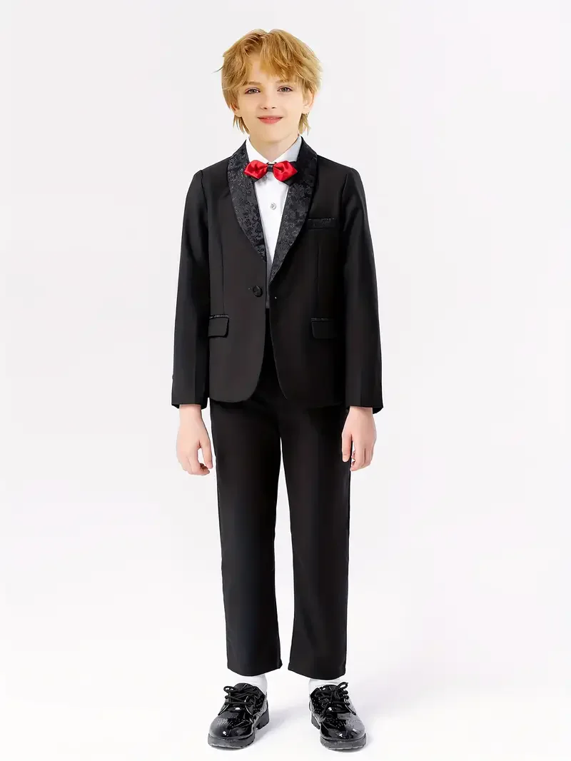 Flower Black Boys Jacket Pants Bowtie 3Pieces Wedding Outfit Suit Kids Graduation Birthday Piano Host Ceremony Blazer Set
Flower Black Boys Jacket Pants Bowtie 3Pieces Wedding Outfit Suit Kids Graduation Birthday Piano Host Ceremony Blazer Set