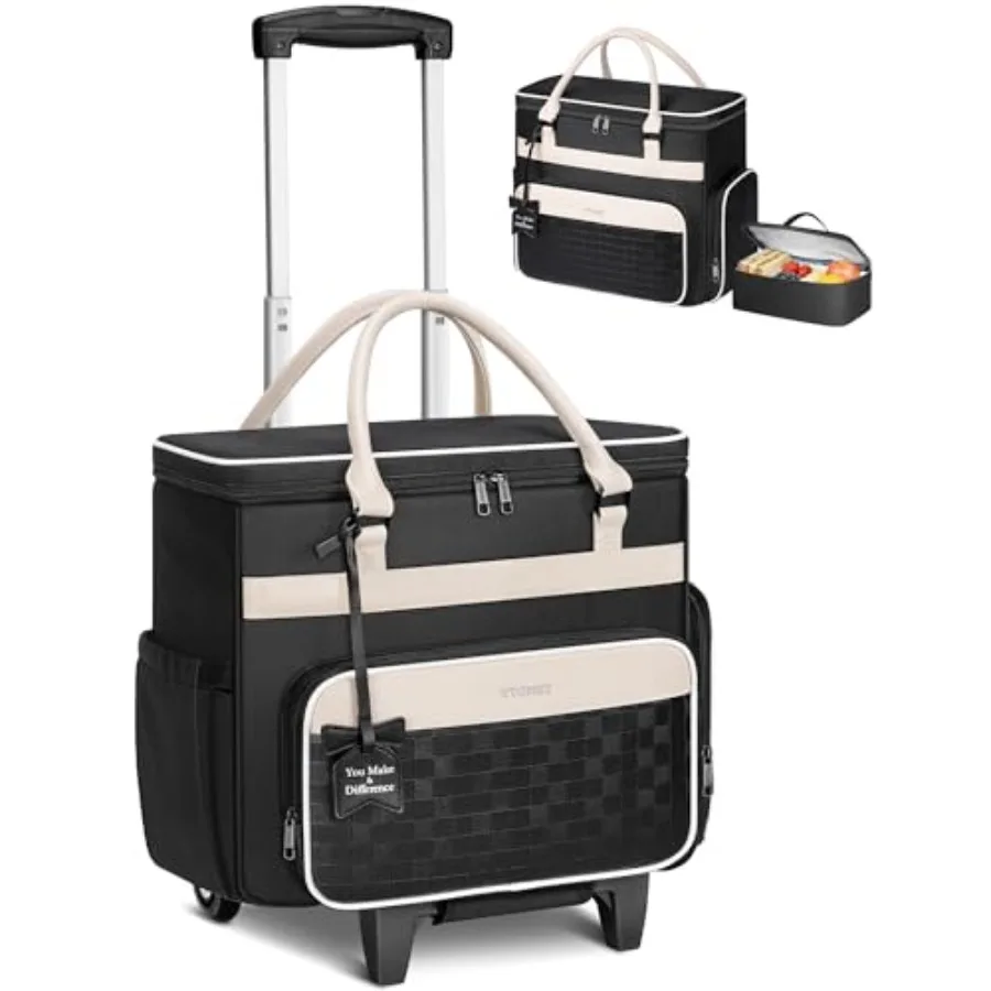 Rolling Laptop Bag with Insulated Lunch Box, 15.6 In Rolling Briefcase for Women with Large Cup Holder, Detachable Trolley Roll
Rolling Laptop Bag with Insulated Lunch Box, 15.6 In Rolling Briefcase for Women with Large Cup Holder, Detachable Trolley Roll