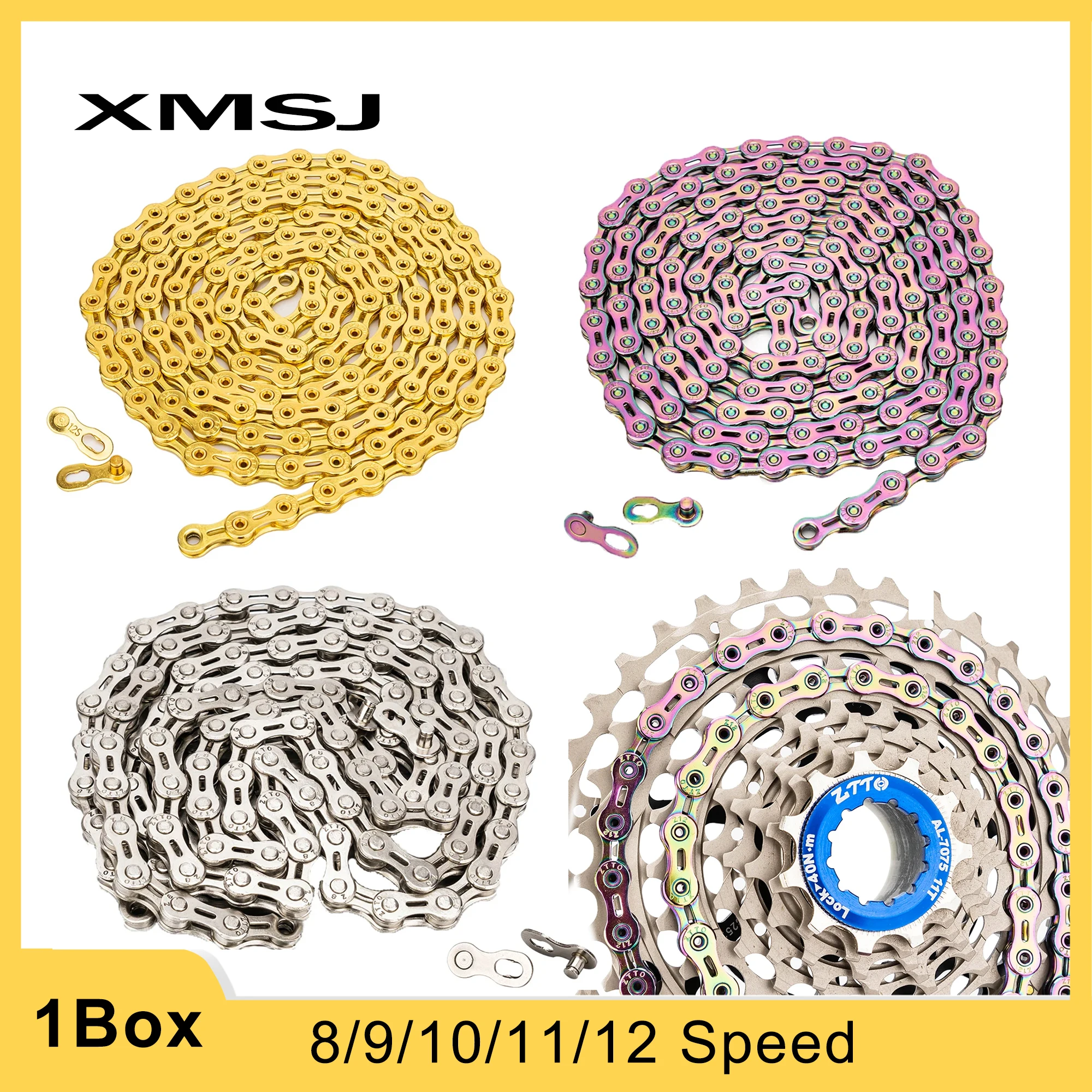 XMSJ Bike Chain 8 9 10 11 12 Speed Velocidade Electroplated Roller Chain Bicycle Chain Mountain Road MTB Chains Part 116 Links
XMSJ Bike Chain 8 9 10 11 12 Speed Velocidade Electroplated Roller Chain Bicycle Chain Mountain Road MTB Chains Part 116 Links