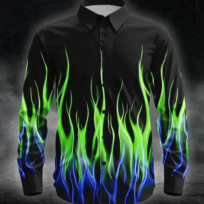 New Men's Long Sleeve Printed Shirt Breathable Four-Way Stretch Flame Design Casual Autumn Fashionable PU Leather Shirt
New Men's Long Sleeve Printed Shirt Breathable Four-Way Stretch Flame Design Casual Autumn Fashionable PU Leather Shirt