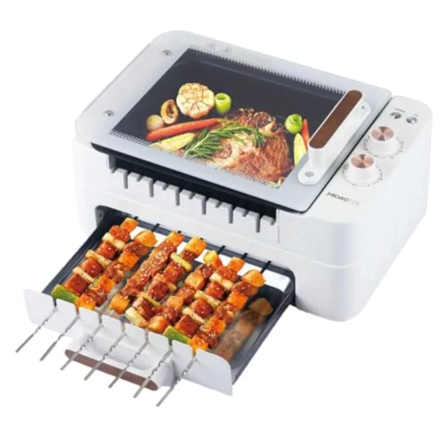 3-IN-1 Skewer Electric Indoor Grill 1000W with 360 Auto-Rotating Smokeless Design Temperature Adjustable Removable Tempered Gla
3-IN-1 Skewer Electric Indoor Grill 1000W with 360 Auto-Rotating Smokeless Design Temperature Adjustable Removable Tempered Gla