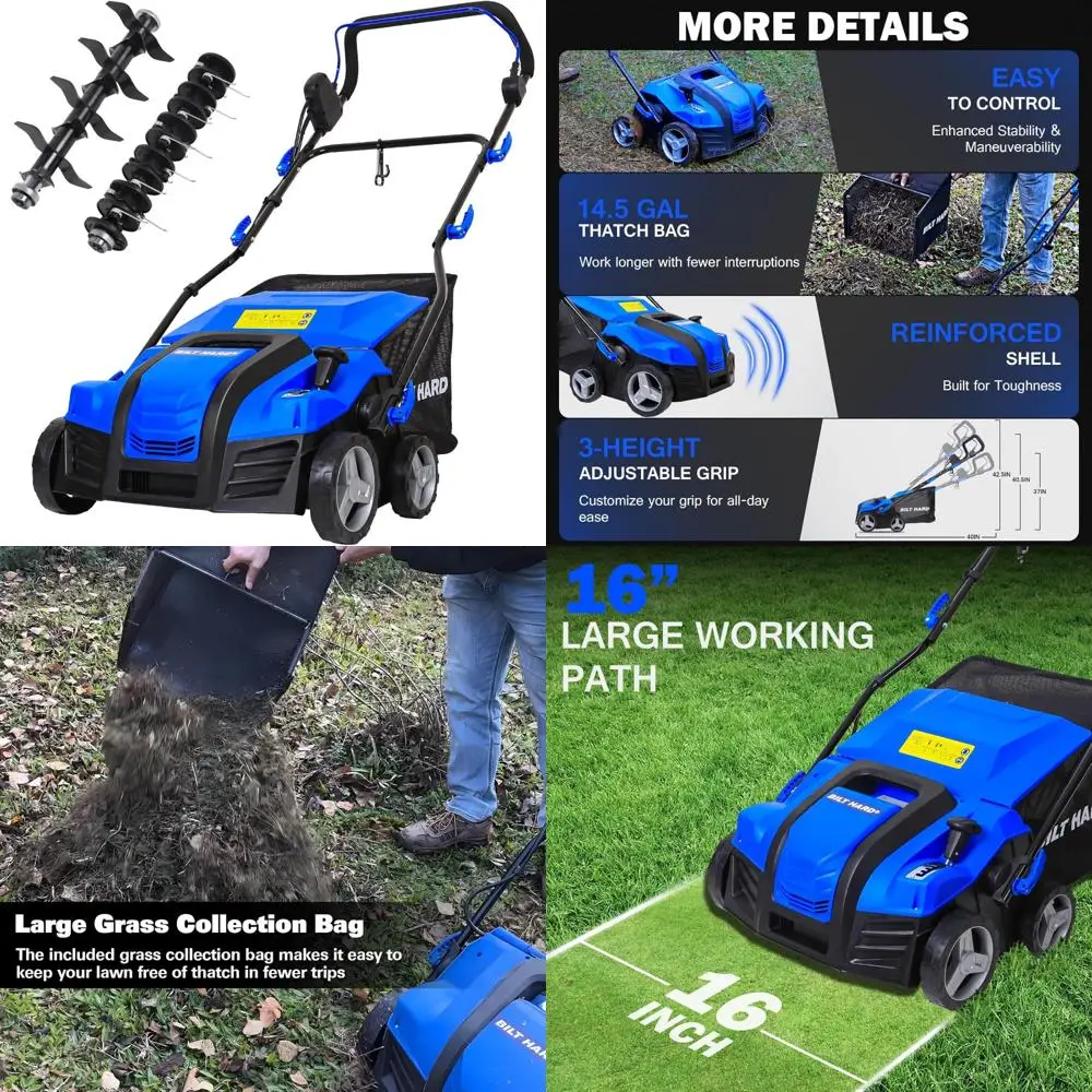 Электрическая 16-дюймовая скарификатор Dethatcher с медным двигателем на 15 А, 5-позиционным контролем глубины и мешком для согрева 14,5 галлонов для газона Ca
Электрическая 16-дюймовая скарификатор Dethatcher с медным двигателем на 15 А, 5-позиционным контролем глубины и мешком для согрева 14,5 галлонов для газона Ca