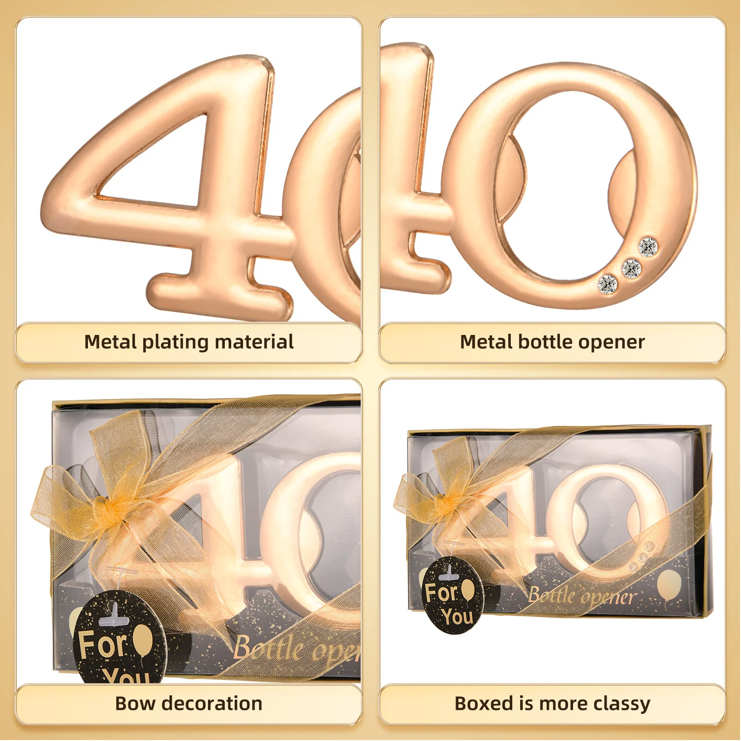40pcs 40 Year Old Bottle Opener Gift Party Gift Black Gold Theme Number 40 Bottle Opener
40pcs 40 Year Old Bottle Opener Gift Party Gift Black Gold Theme Number 40 Bottle Opener