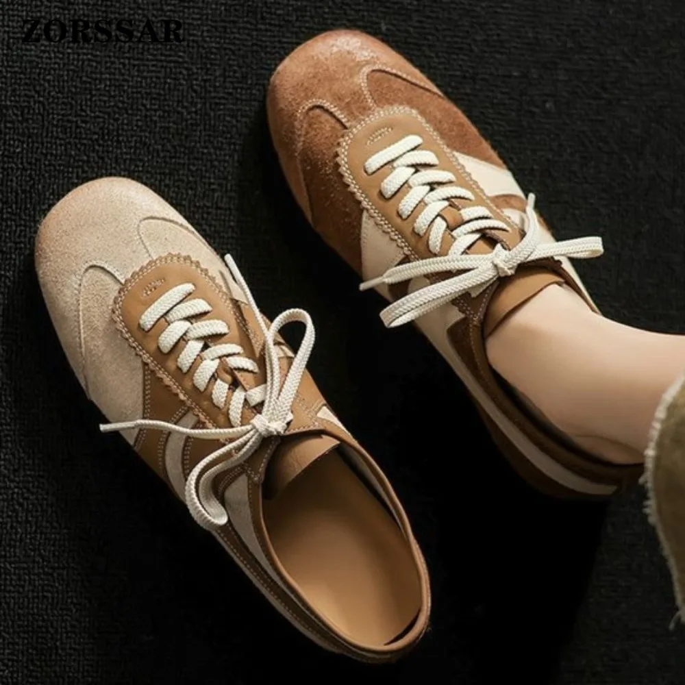 Women's Suede Leather Color Block Lace-Up Sneakers Retro Low Top Casual Shoes with Flats Comfortable Footwear for Daily Commute
Women's Suede Leather Color Block Lace-Up Sneakers Retro Low Top Casual Shoes with Flats Comfortable Footwear for Daily Commute