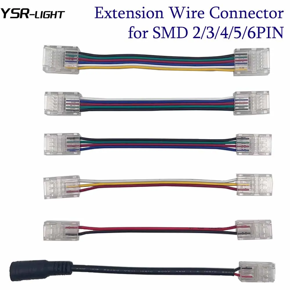5pcs 2/3/4/5/6Pin Transparent Connector with 10cm Extenson Wire Free Soldering Strip-to-Strip/DC Plug 8/10/12mm SMD5050 Strip
5pcs 2/3/4/5/6Pin Transparent Connector with 10cm Extenson Wire Free Soldering Strip-to-Strip/DC Plug 8/10/12mm SMD5050 Strip
