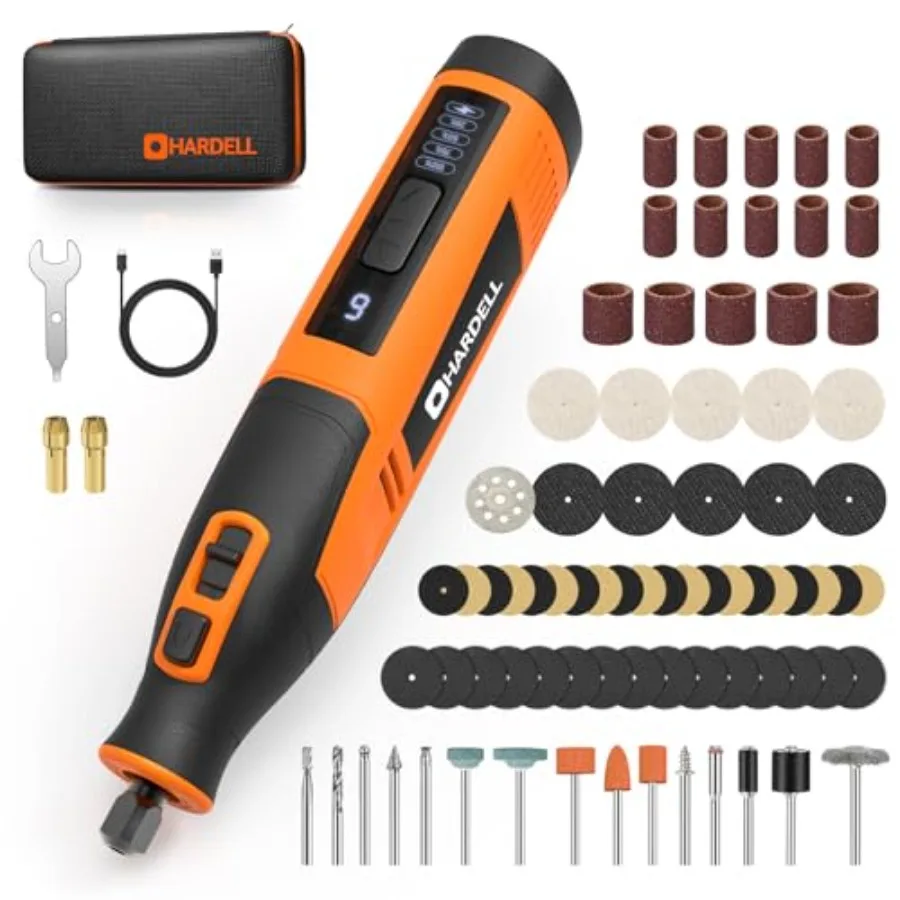 4V Cordless Rotary Tool Kit with 80 Accessories, 4000mAh Battery, 6 Variable Speeds 8000-28000RPM, Type-C Fast Charging for Cut
4V Cordless Rotary Tool Kit with 80 Accessories, 4000mAh Battery, 6 Variable Speeds 8000-28000RPM, Type-C Fast Charging for Cut