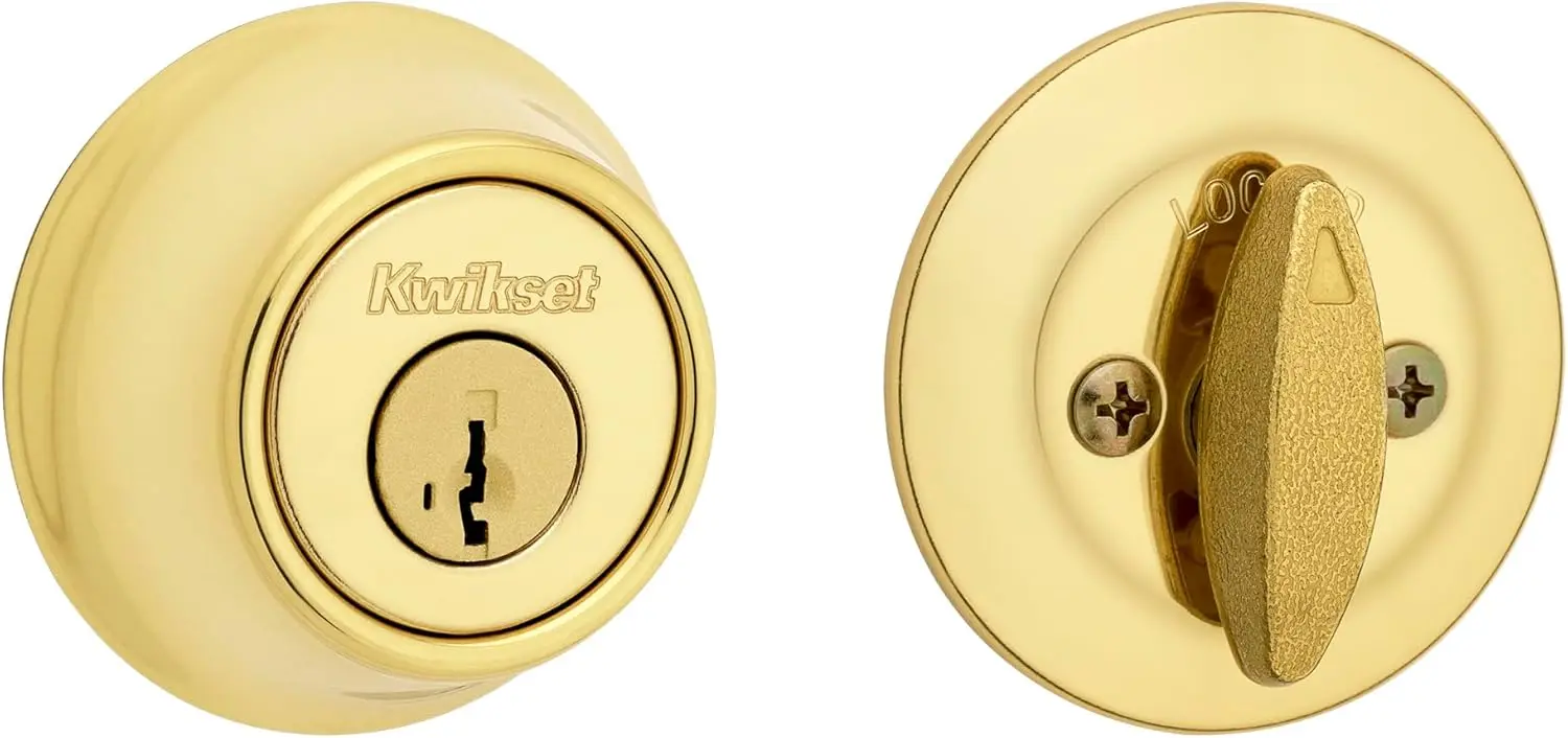 Polished Brass Round Exterior Keyed Front Entry Door Lock, Single Cylinder Dead Bolt with Microban Protection
Polished Brass Round Exterior Keyed Front Entry Door Lock, Single Cylinder Dead Bolt with Microban Protection