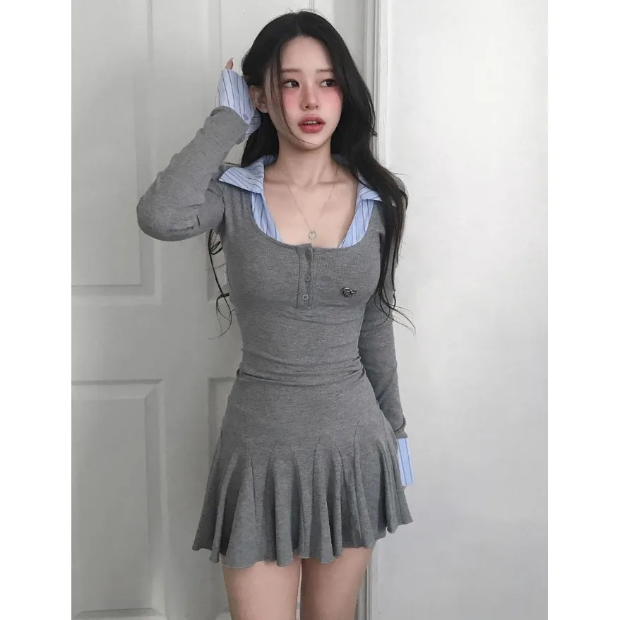Fashionable Color Block Long Sleeve Collared Dress And High Waist Shorts Set for Women Spring New Style Two Piece Suit Korean...
Fashionable Color Block Long Sleeve Collared Dress And High Waist Shorts Set for Women Spring New Style Two Piece Suit Korean...