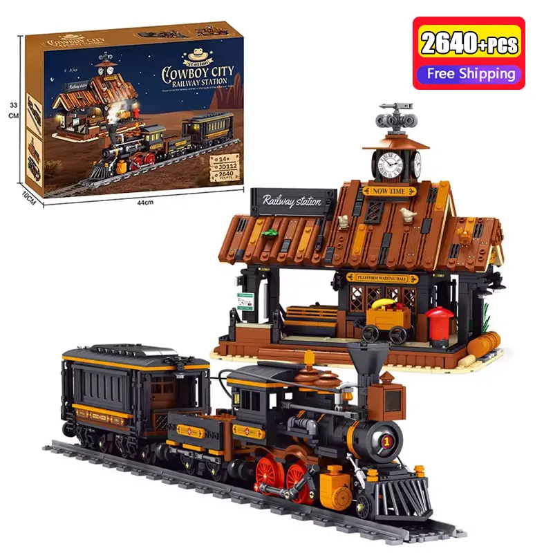 JD112 2640PCS Western Cowboy Railway Station Building Blocks Modular Architecture Model Set With LED Light For Kids
JD112 2640PCS Western Cowboy Railway Station Building Blocks Modular Architecture Model Set With LED Light For Kids