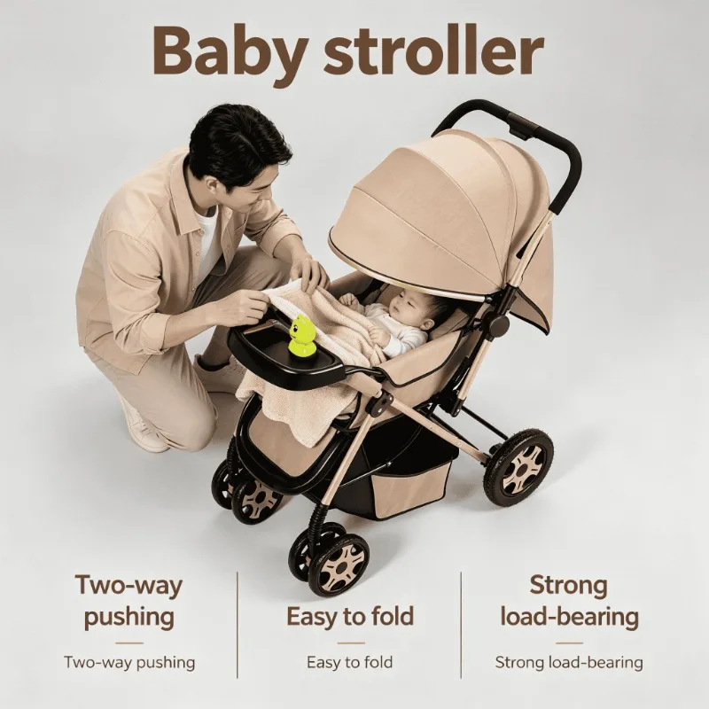 Lightweight Foldable Baby Stroller - Reversible Compact Travel Infant Stroller with High Seat & Reclining Feature for Newborns
Lightweight Foldable Baby Stroller - Reversible Compact Travel Infant Stroller with High Seat & Reclining Feature for Newborns