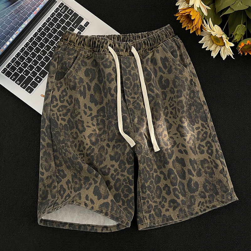 Summer Thin Elastic Waist Leopard Print Men's Straight Leg American Vintage ort Jeans Youth Trendy Five-Quarter Pants
Summer Thin Elastic Waist Leopard Print Men's Straight Leg American Vintage ort Jeans Youth Trendy Five-Quarter Pants