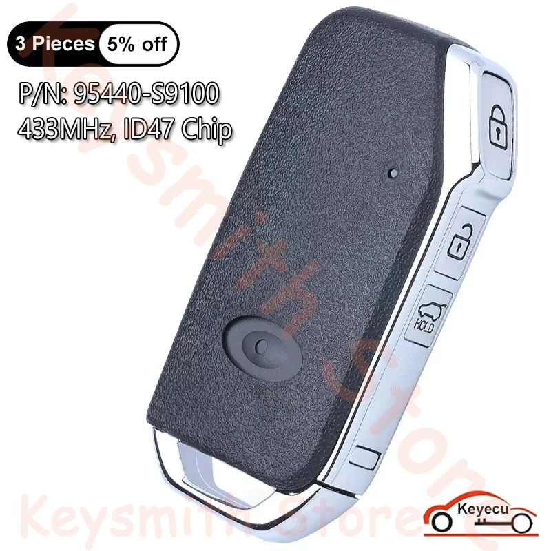 KEYECU 3 кнопки 433 МГц ID47 чип для Kia Telluride 2020 2021 2022 Auto Keyless Go Smart Remote Control Key Fob P/N: 95440-S9100
KEYECU 3 кнопки 433 МГц ID47 чип для Kia Telluride 2020 2021 2022 Auto Keyless Go Smart Remote Control Key Fob P/N: 95440-S9100