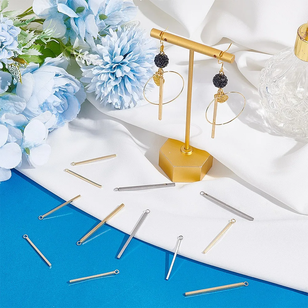304 Stainless Steel Pendants Bar Golden Stainless Steel Color 43x2x2mm Hole: 1.8mm 33x1.5x1.5mm Hole: 2mm 24pcs/box
304 Stainless Steel Pendants Bar Golden Stainless Steel Color 43x2x2mm Hole: 1.8mm 33x1.5x1.5mm Hole: 2mm 24pcs/box
