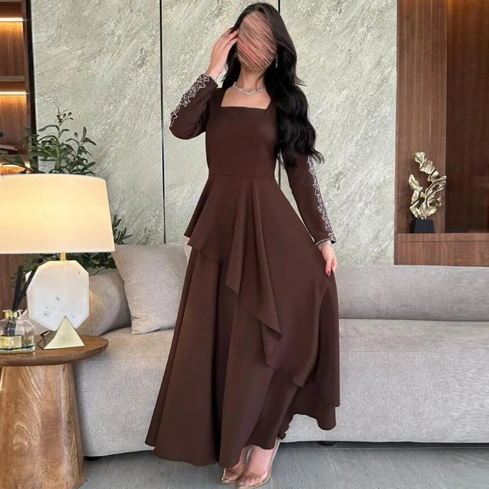 Customized A-Line Prom Dresses Ankle-Lengh Square Collar Full Sleeve Evening Dresses Fashion Embroidery Flowers Simple Draped
Customized A-Line Prom Dresses Ankle-Lengh Square Collar Full Sleeve Evening Dresses Fashion Embroidery Flowers Simple Draped