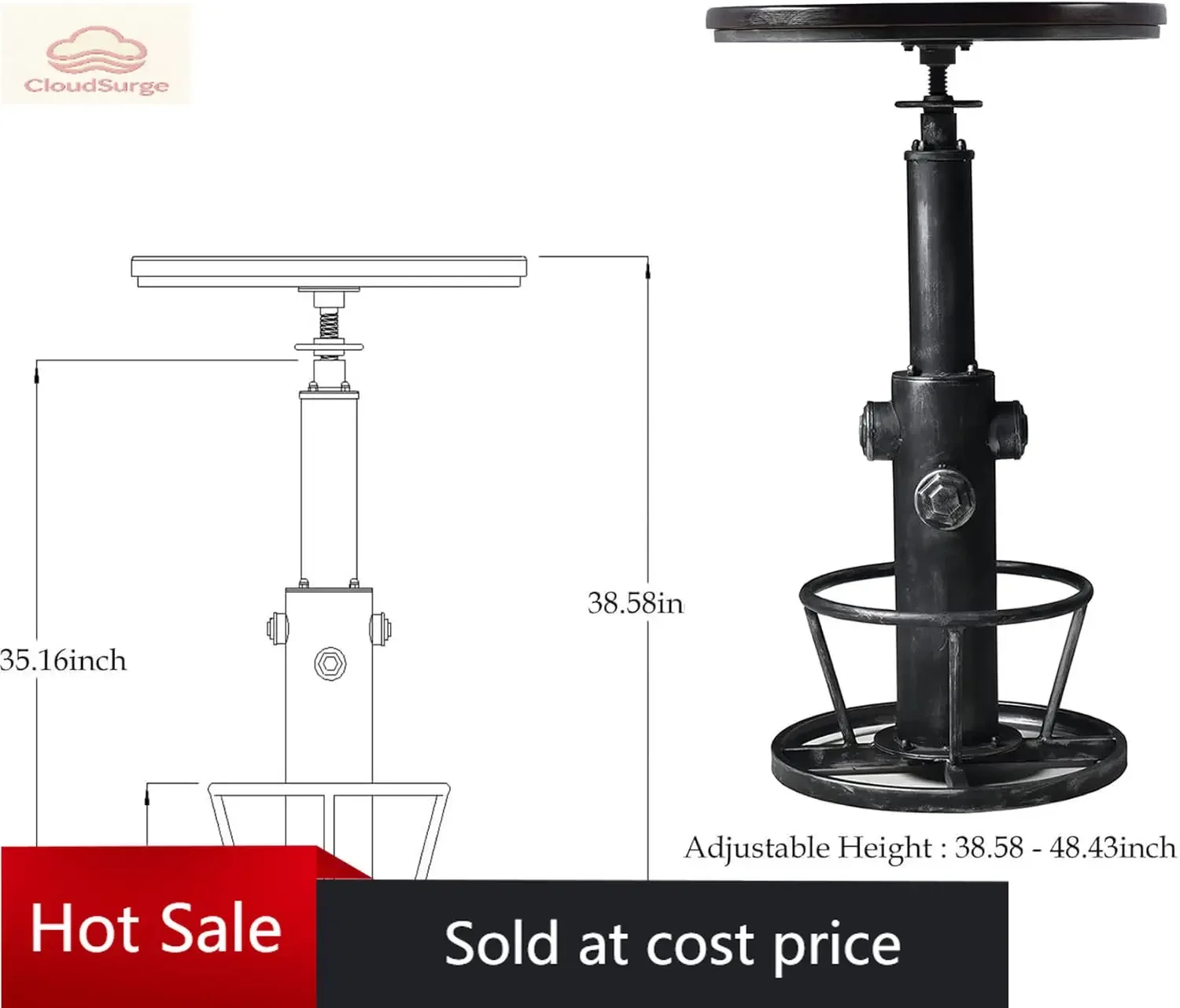 Activity priceIndustrial Bar Table 38.6"-48.4" Height Adjustable Swivel Round Walnut Tabletop 23.7" Dia, Metal Wood Office Coffe
Activity priceIndustrial Bar Table 38.6"-48.4" Height Adjustable Swivel Round Walnut Tabletop 23.7" Dia, Metal Wood Office Coffe