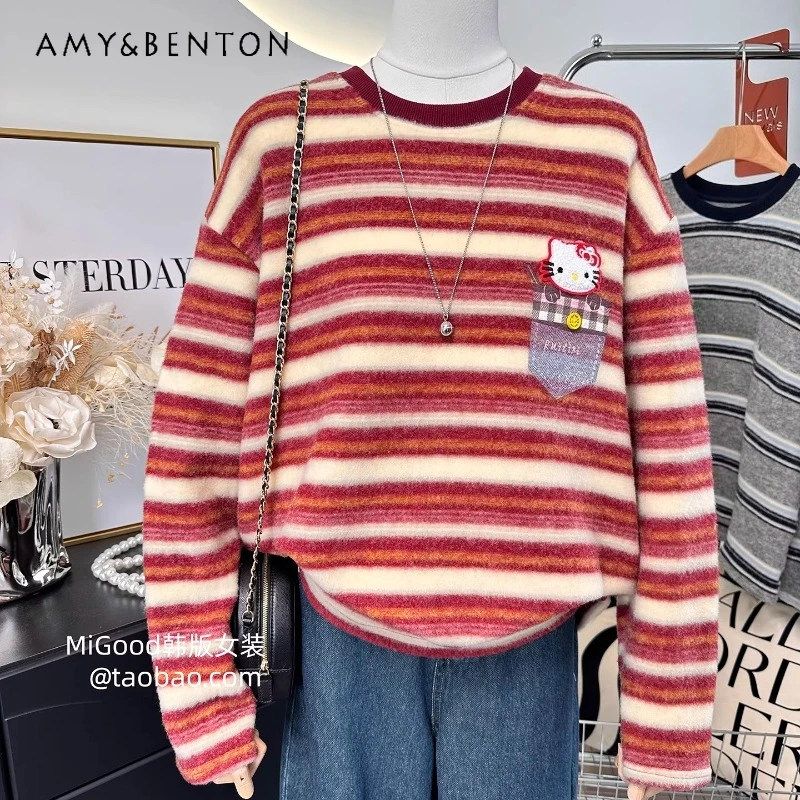 Soft Skin-Friendly Winter Y2k Bottoming Shirt Korean Style Versatile Stylish Striped Loose Casual Long Sleeves T-shirt For Women
Soft Skin-Friendly Winter Y2k Bottoming Shirt Korean Style Versatile Stylish Striped Loose Casual Long Sleeves T-shirt For Women