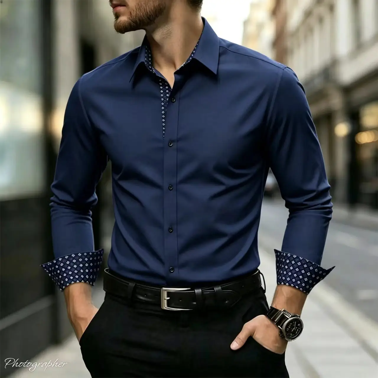 Men's slim fit shirt long sleeved contrasting plaid cuffs collar patch solid color business dress shirt office wedding Camisa
Men's slim fit shirt long sleeved contrasting plaid cuffs collar patch solid color business dress shirt office wedding Camisa