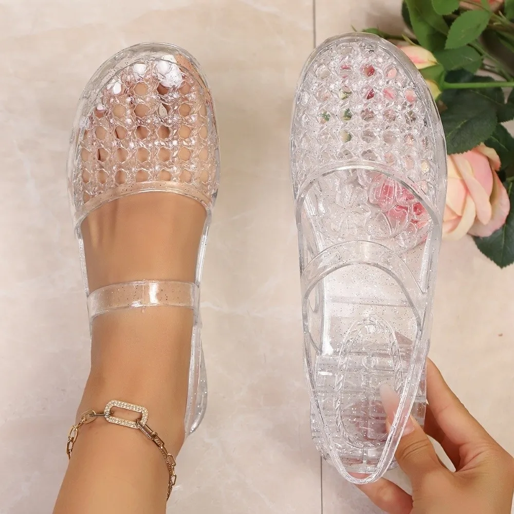 Glitter Soft Sole Crystal Sandals Transparent Solid Color Hollow Out Flip-Flops Anti-slip Flat Heel Women's Shoes Women
Glitter Soft Sole Crystal Sandals Transparent Solid Color Hollow Out Flip-Flops Anti-slip Flat Heel Women's Shoes Women