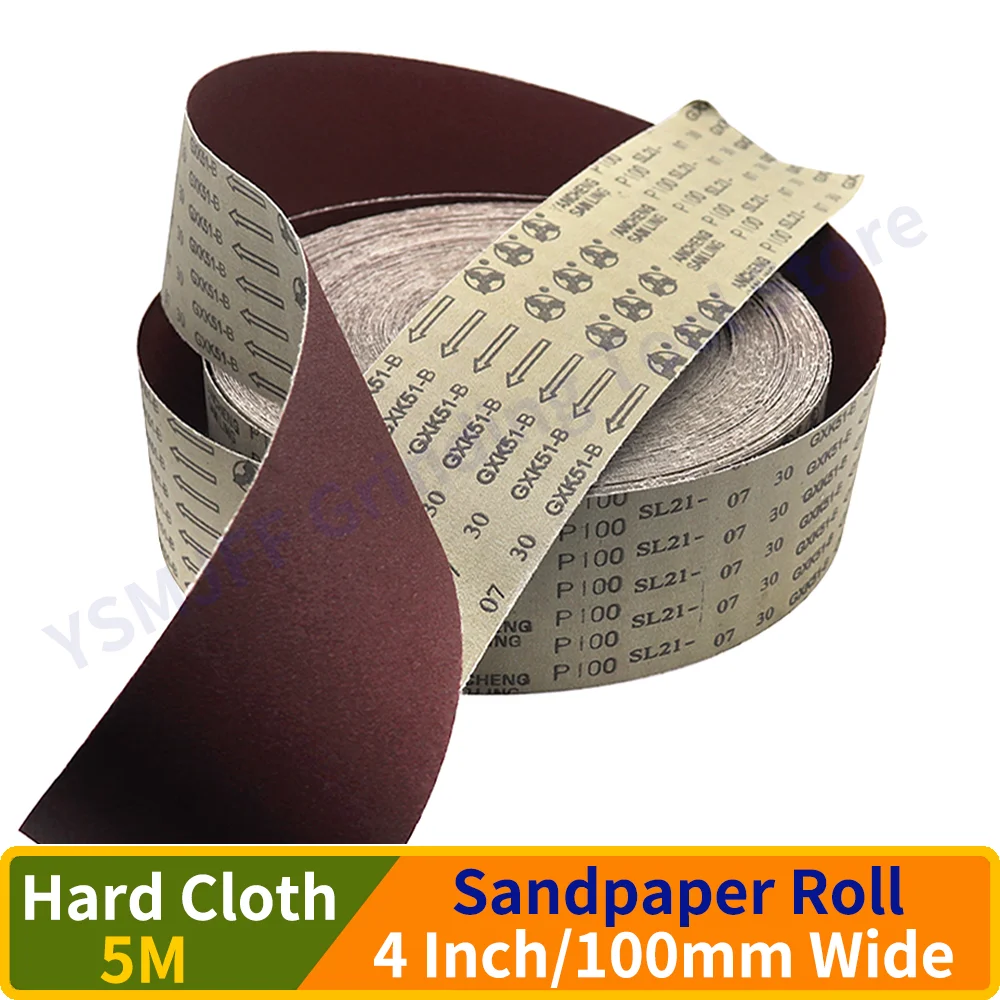 5M 4 Inch 100mm Wide Sandpaper Roll 60-800 Grits Aluminium Oxide Abrasive Hard Cloth Backing Emery Cloth Roll for Drum Sanders
5M 4 Inch 100mm Wide Sandpaper Roll 60-800 Grits Aluminium Oxide Abrasive Hard Cloth Backing Emery Cloth Roll for Drum Sanders