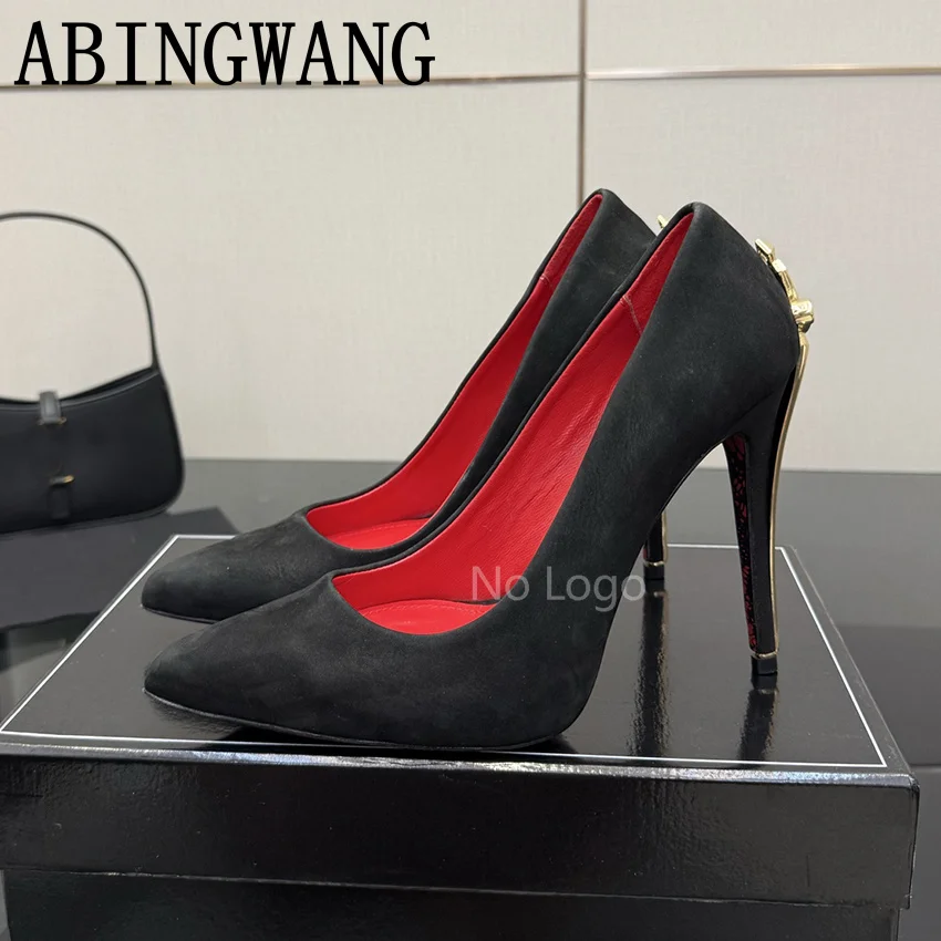 High Quality Suede Leather Thin Heel Pumps Slip On Pointed Toe Metal Heel Shoes Women Sexy Party Sandals For Women Mujer
High Quality Suede Leather Thin Heel Pumps Slip On Pointed Toe Metal Heel Shoes Women Sexy Party Sandals For Women Mujer