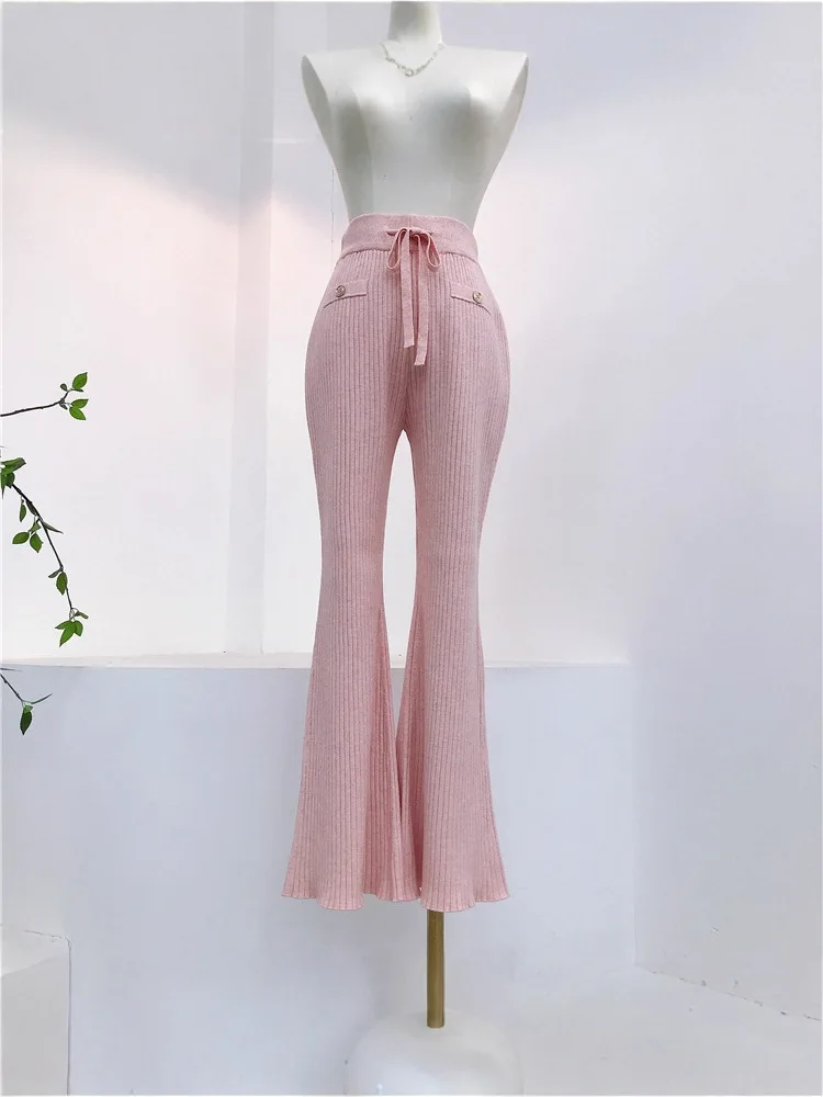 Корейские элегантные облегающие вязаные брюки с высокой талией, эластичные расклешенные брюки, широкие шерстяные брюки, повседневные офисные шикарные вязаные брюки
Корейские элегантные облегающие вязаные брюки с высокой талией, эластичные расклешенные брюки, широкие шерстяные брюки, повседневные офисные шикарные вязаные брюки