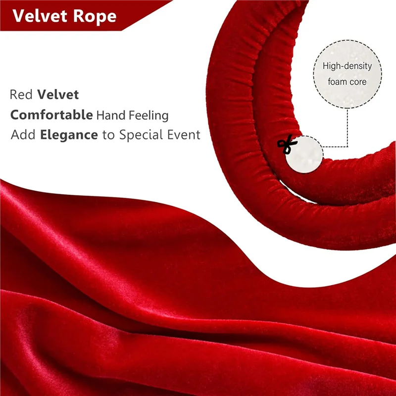 AB66-4 Pack Velvet Stanchion Rope With Gold Hooks, Crowd Control Rope Safety Barrier Red Carpet Decoration, 5 Feet Red
AB66-4 Pack Velvet Stanchion Rope With Gold Hooks, Crowd Control Rope Safety Barrier Red Carpet Decoration, 5 Feet Red