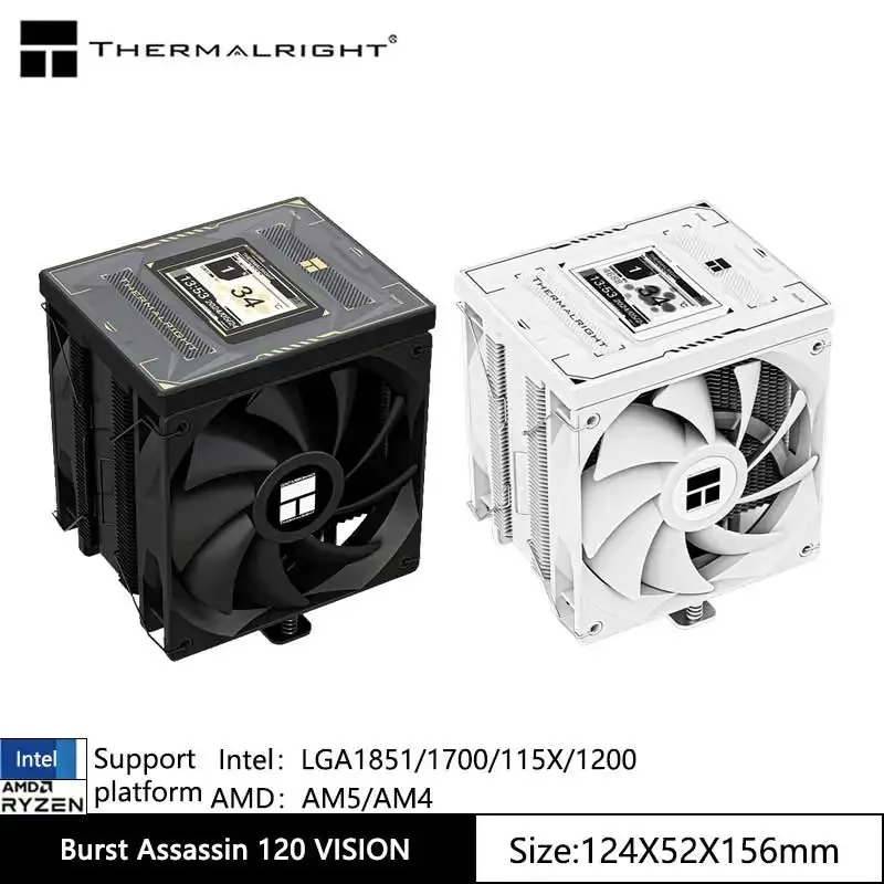 Thermalright Burst Assassin 120 VISION Air Cooling Radiator,2.4-inch digital LCD display/6 heat pipes/Support LGA1700/115X/AM5
Thermalright Burst Assassin 120 VISION Air Cooling Radiator,2.4-inch digital LCD display/6 heat pipes/Support LGA1700/115X/AM5