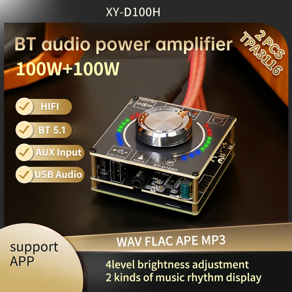 100W*2 Digital HiFi Audio Amplifier Board XY-D100H Bluetooth 5.1 100W+100W 2.0 Channel Stereo Sound Amplifiers AMP Module AUX
100W*2 Digital HiFi Audio Amplifier Board XY-D100H Bluetooth 5.1 100W+100W 2.0 Channel Stereo Sound Amplifiers AMP Module AUX