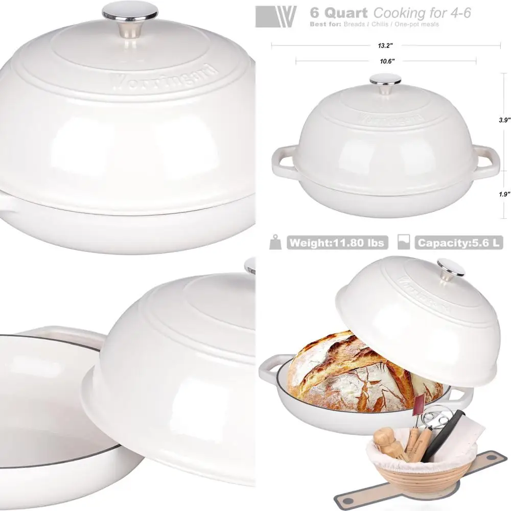 Чугунная эмалированная кастрюля-казан на 6 кварт с крышкой, идеально подходит для выпечки и расстойки хлеба на закваске
Чугунная эмалированная кастрюля-казан на 6 кварт с крышкой, идеально подходит для выпечки и расстойки хлеба на закваске