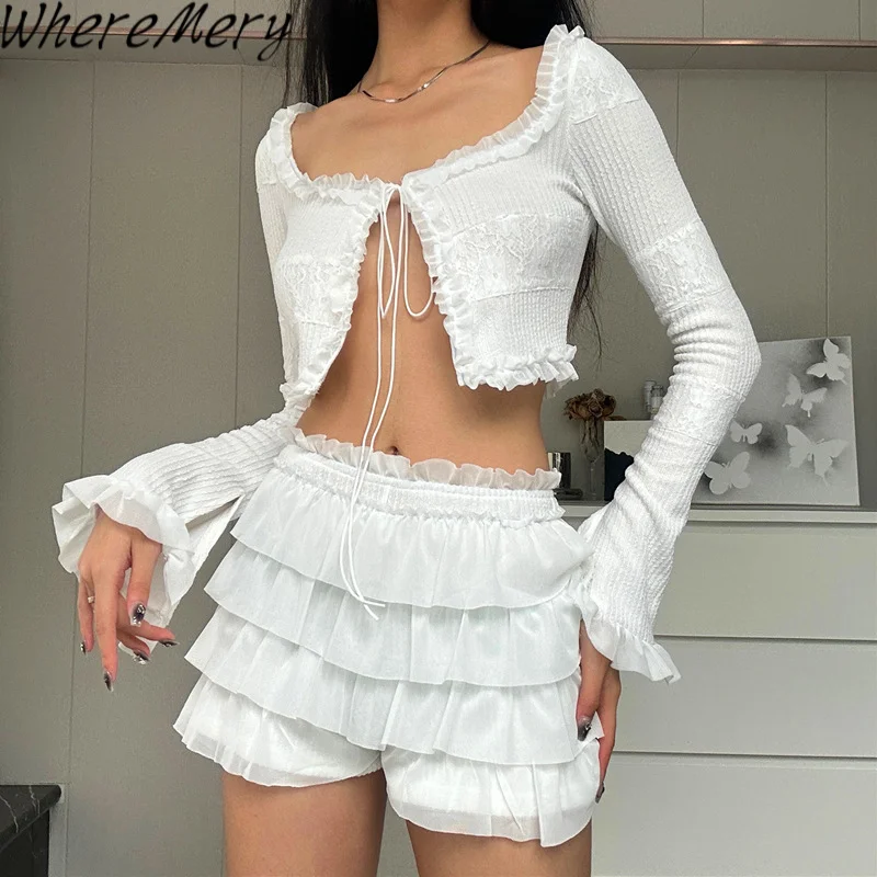 WhereMery Sexy Fashion Y2K Ruffle Tiered Mini Skirts Co-ord Sets Elegant Outfits Tie Front Tops and Skirt 2 Piece Matching Sets
WhereMery Sexy Fashion Y2K Ruffle Tiered Mini Skirts Co-ord Sets Elegant Outfits Tie Front Tops and Skirt 2 Piece Matching Sets