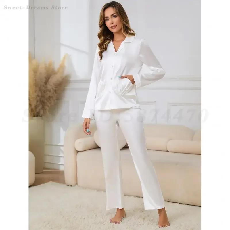 Palace Style Sleepwear Spring Autumn New Pajamas Pour Femme Laepl Satin Home Clothes Long Sleeve Trouser Nightwear Pyjamas
Palace Style Sleepwear Spring Autumn New Pajamas Pour Femme Laepl Satin Home Clothes Long Sleeve Trouser Nightwear Pyjamas