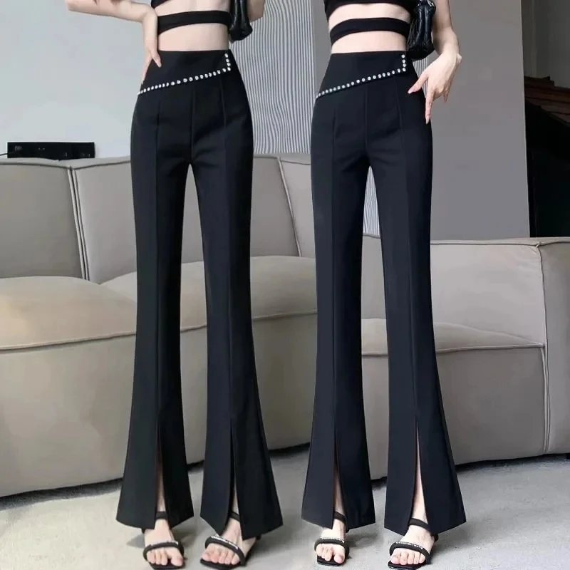 New Spring Summer Korean Split Women's Suit Pants High Waist Casual Thin Black Slim Pants Female Trousers Loose Trumpet Pants
New Spring Summer Korean Split Women's Suit Pants High Waist Casual Thin Black Slim Pants Female Trousers Loose Trumpet Pants