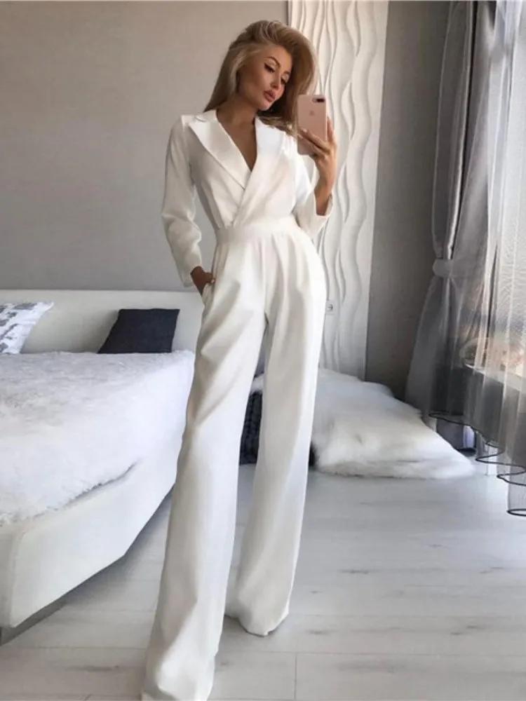 Spring Summer Jumpsuit Women Mid Waist Elegant Commuting Long Sleeve Suit Overalls Wide Leg Pant Casual Solid Waist Jumpsuit
Spring Summer Jumpsuit Women Mid Waist Elegant Commuting Long Sleeve Suit Overalls Wide Leg Pant Casual Solid Waist Jumpsuit