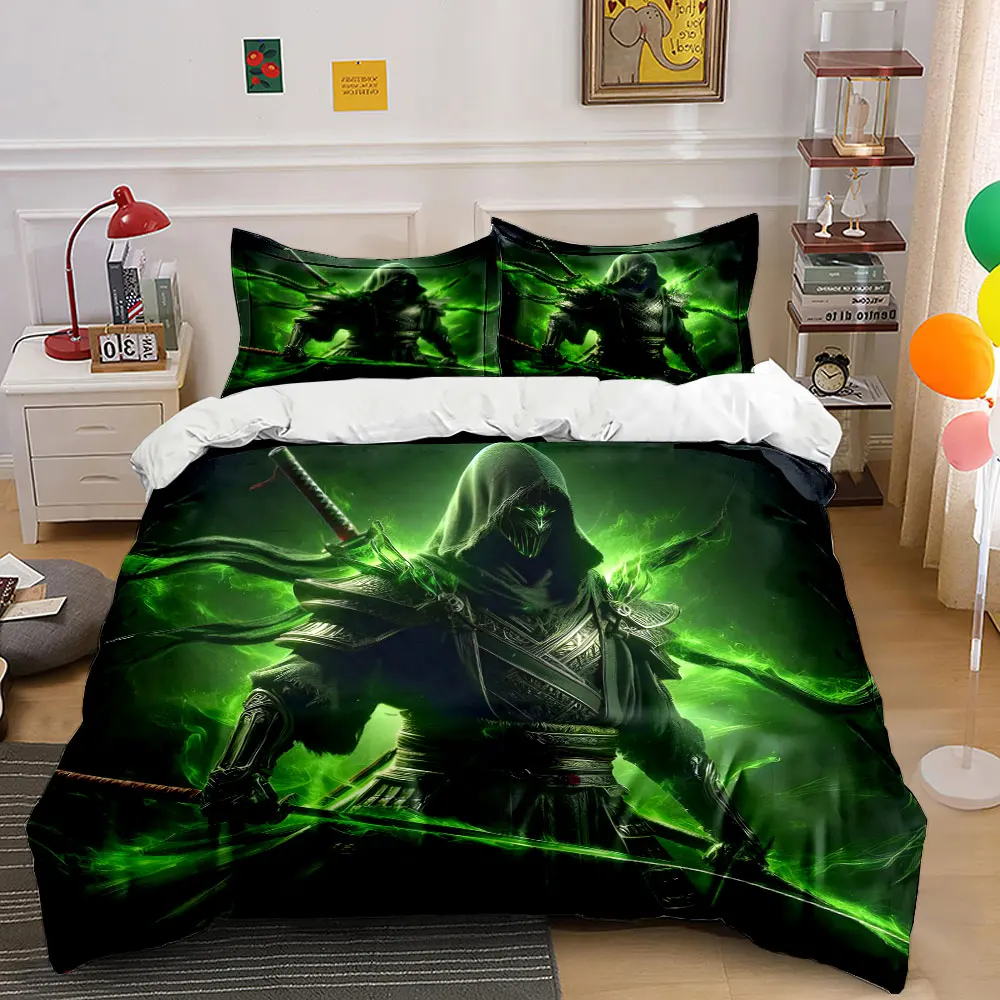 Hooded Ninja with Green Blades Print Soft Comfortable Duvet Cover Bedding Set Included 1*Duvet Cover 2*Pillowcases
Hooded Ninja with Green Blades Print Soft Comfortable Duvet Cover Bedding Set Included 1*Duvet Cover 2*Pillowcases