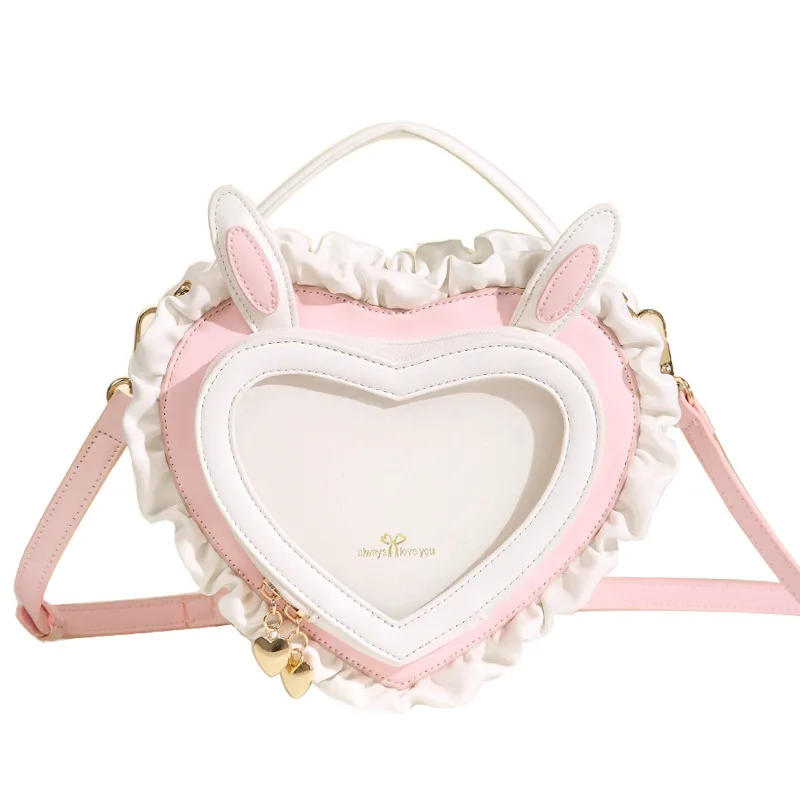 Sweet Cute Heart Bolsos Mujer Lolita Ita Bag Rabbit Ear Sac Femme Shoulder Bags for Woman Transparent Bolso
Sweet Cute Heart Bolsos Mujer Lolita Ita Bag Rabbit Ear Sac Femme Shoulder Bags for Woman Transparent Bolso