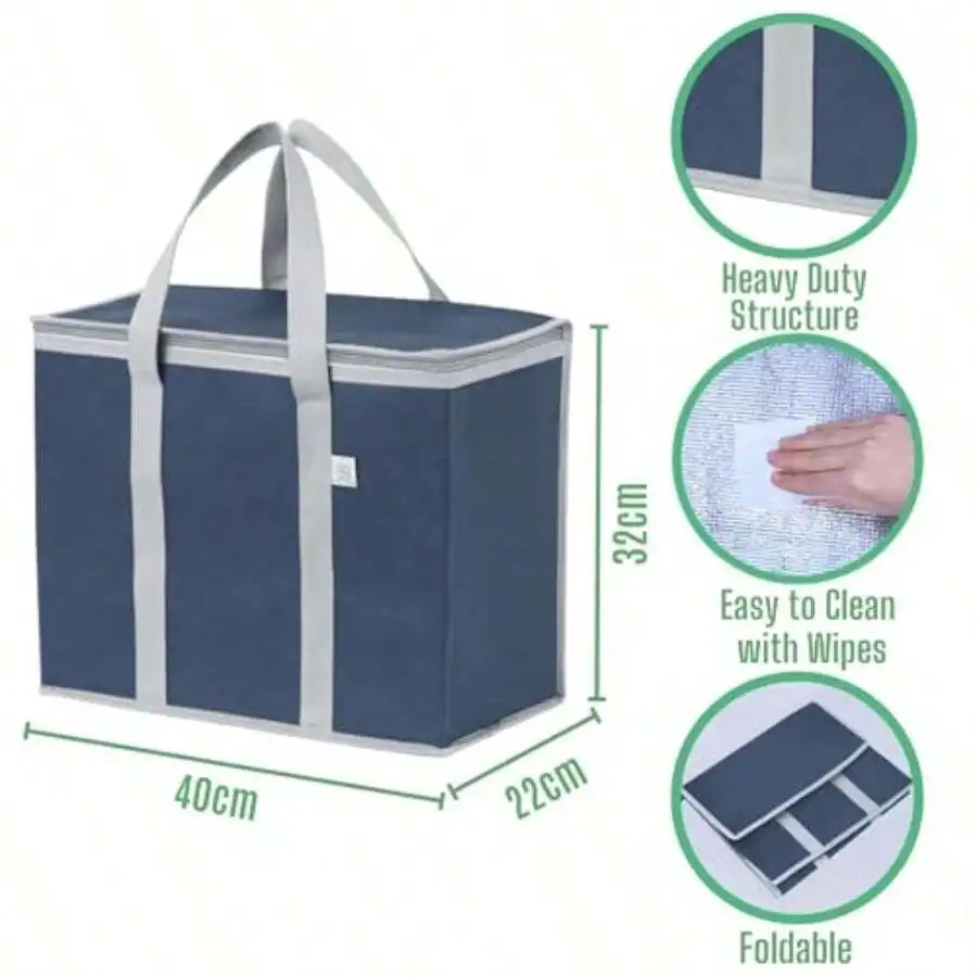 2 Pack Foldable Heavy Duty Insulated Cooler Bag For Food Delivery Dark Blue
2 Pack Foldable Heavy Duty Insulated Cooler Bag For Food Delivery Dark Blue
